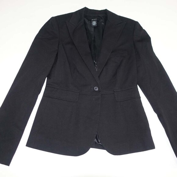 Body by Victoria Women's 1 Button Blazer Jacket Size 8 Black Cotton Suit Coat - Picture 1 of 7
